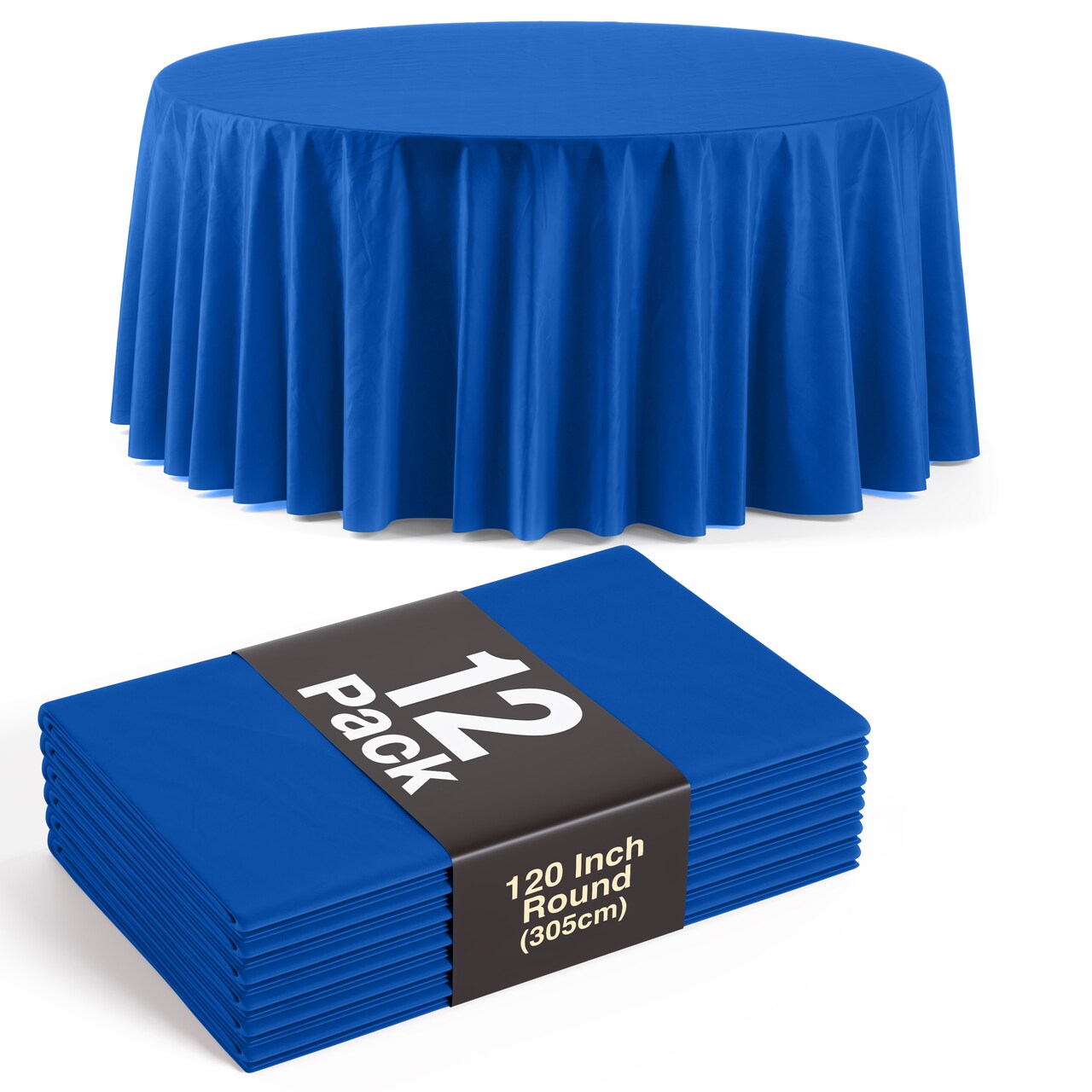 Bulk Pack Plastic Table Cloth - 120 Inch Round Disposable Tablecloth for Parties - Round Tablecloth - Disposable Table Cloths for Parties-Exquisite Party Solids